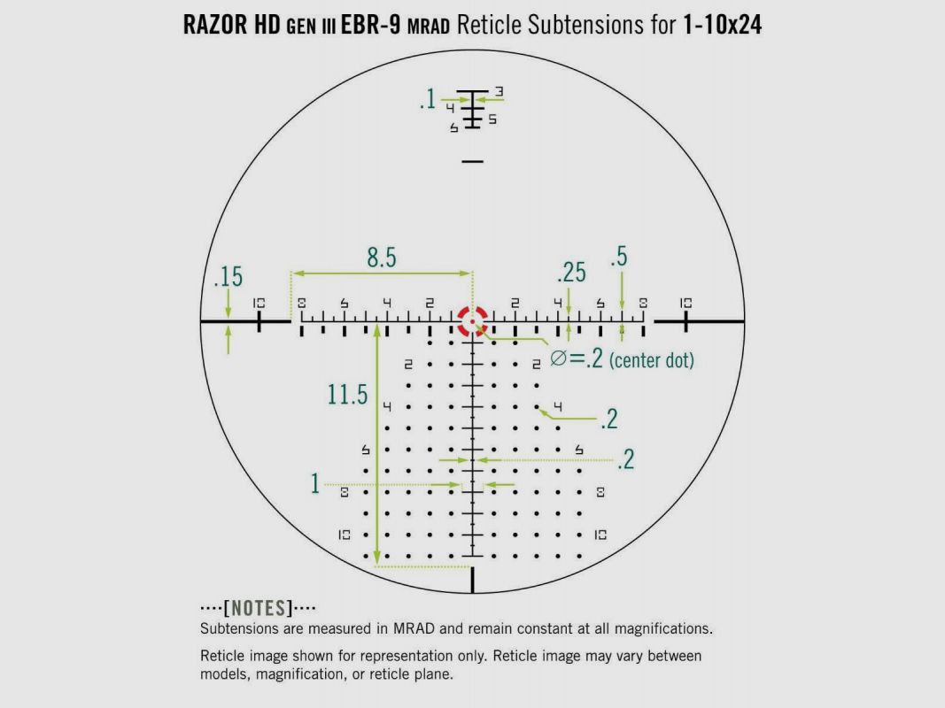 VORTEX RAZOR GEN III HD 1-10X24 EBR-9 MRAD, immagine 4 di 4