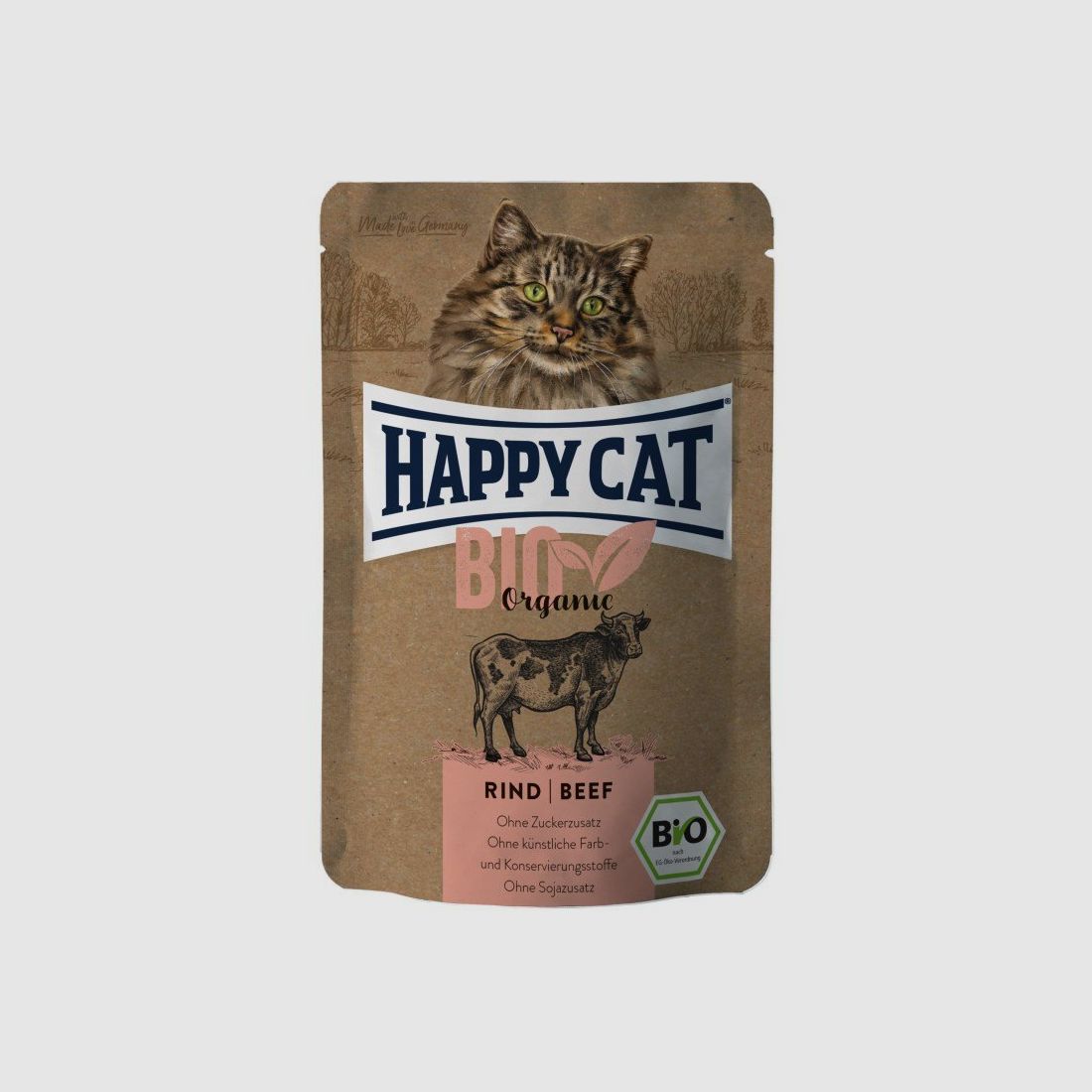 Happy Cat Katzen Nassfutter Bio Rind 85 g x 12 Stk.