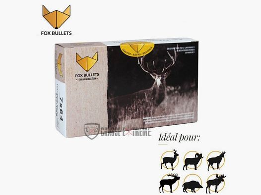 20 Cartridges FOX BULLETS Cal. 7X64 130Gr Fox Classic Hunter