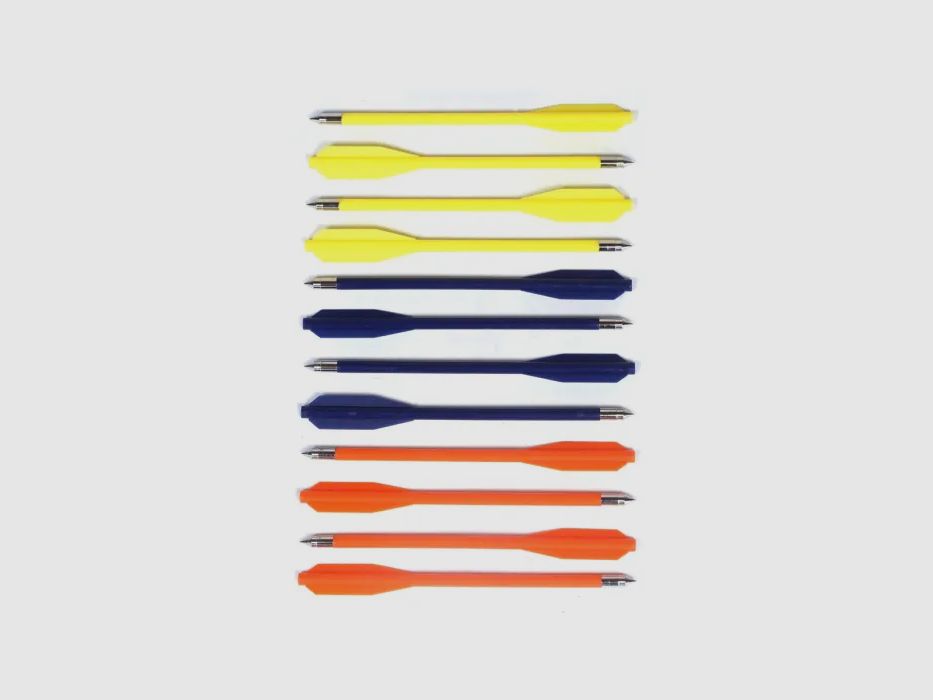 12 St.-Pack Kunststoffpfeile für Armbrüste 50lbs, Farbe: Bunt
