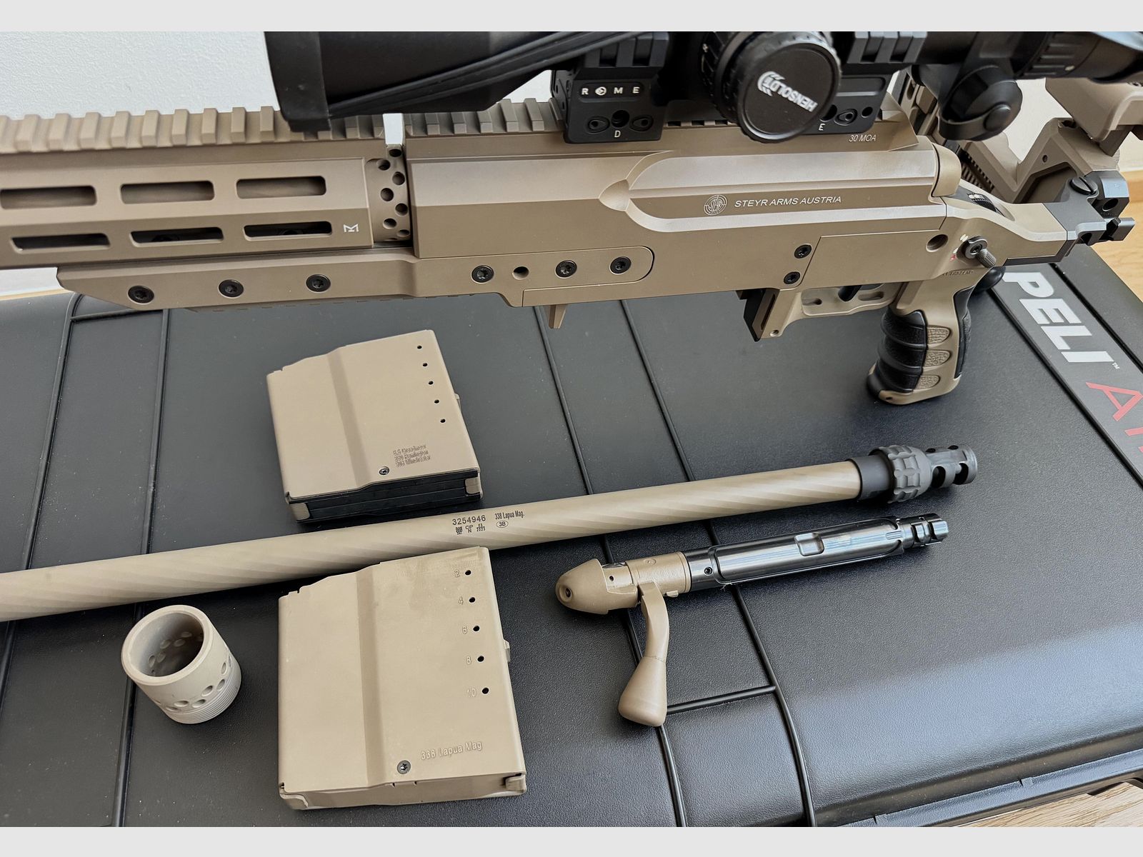 Exklusives Komplett-Setup – Steyr SSG M1 in .338 Lapua Mag. mit Wechsellauf 6.5 Creedmoor & Premium-Zubehör