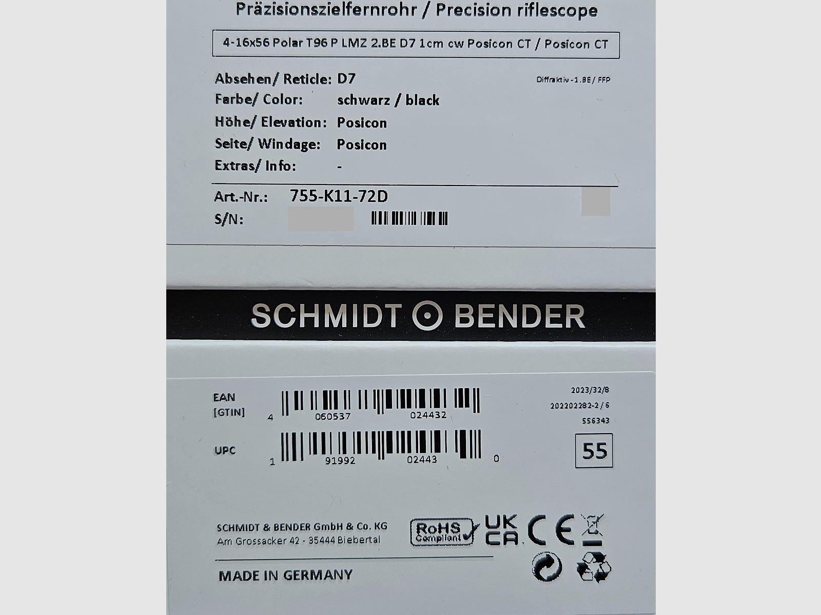 Neuware vom Fachhandel - Schmidt & Bender T96 Polar 4-16x56 P LMZ 2.BE D7 - Super-Sonderangebot !!!