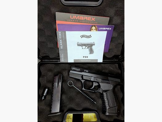 Walther P99 Schreckschuss Pistole 9mm P.A.K. (PTB 762) P 99 OVP mit Koffer.