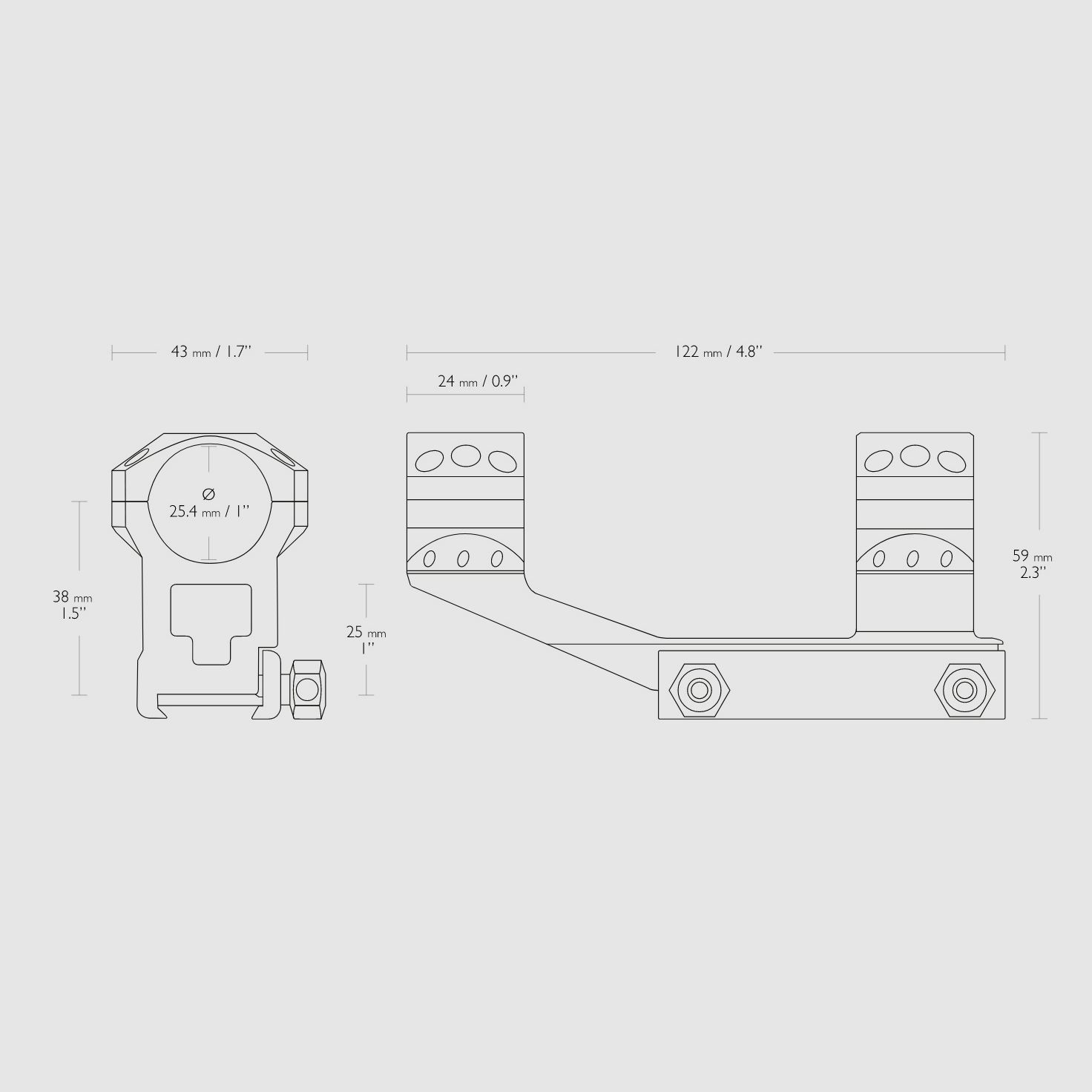 Hawke 24130 Montaggio an anello tattico 1" Weaver alto 1 pezzo