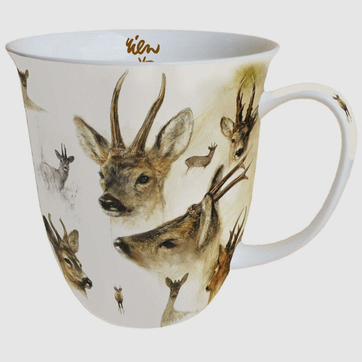 Lovergreen art of the table motif set with 2 cups featuring portraits of deer