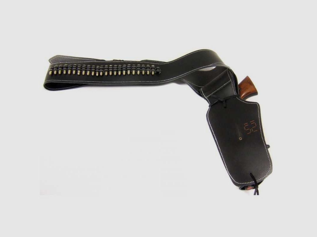 Schwarzer Gürtel mit Holster für Western-Revolver - GÜRTEL 1 PLATZ SCHWARZ, Bild 5 von 8