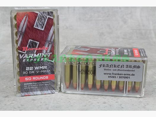 Hornady .22 WMR V-Max 30gr. 1,9g 50 Stück Staffelpreis