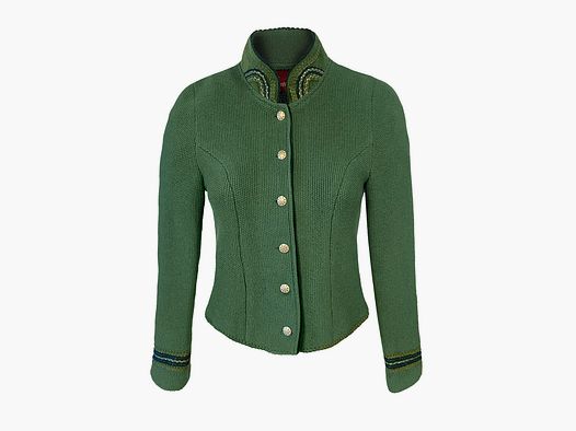 Litzlfelder Strickjacke Alice X in maigrün mit edlem Kragen