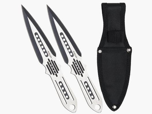 2 coltelli da lancio nel set con custodia in nylon