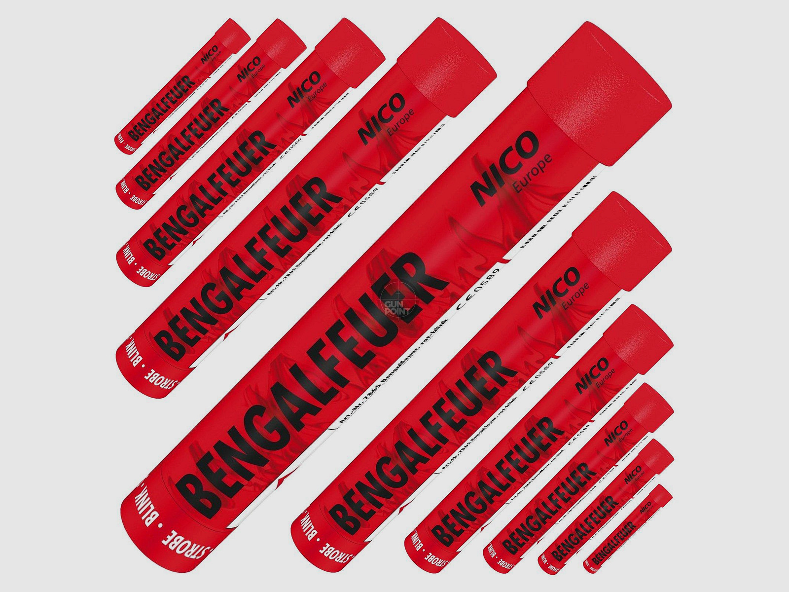 10er Pack Nico Pyro Bengalfeuer Rot - blinkend