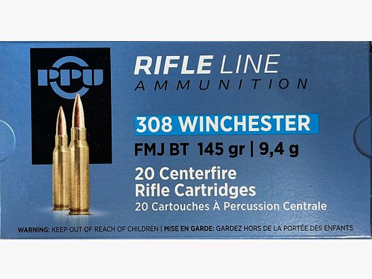 PPU .308Win FMJ BT 145grs - 20 disparos
