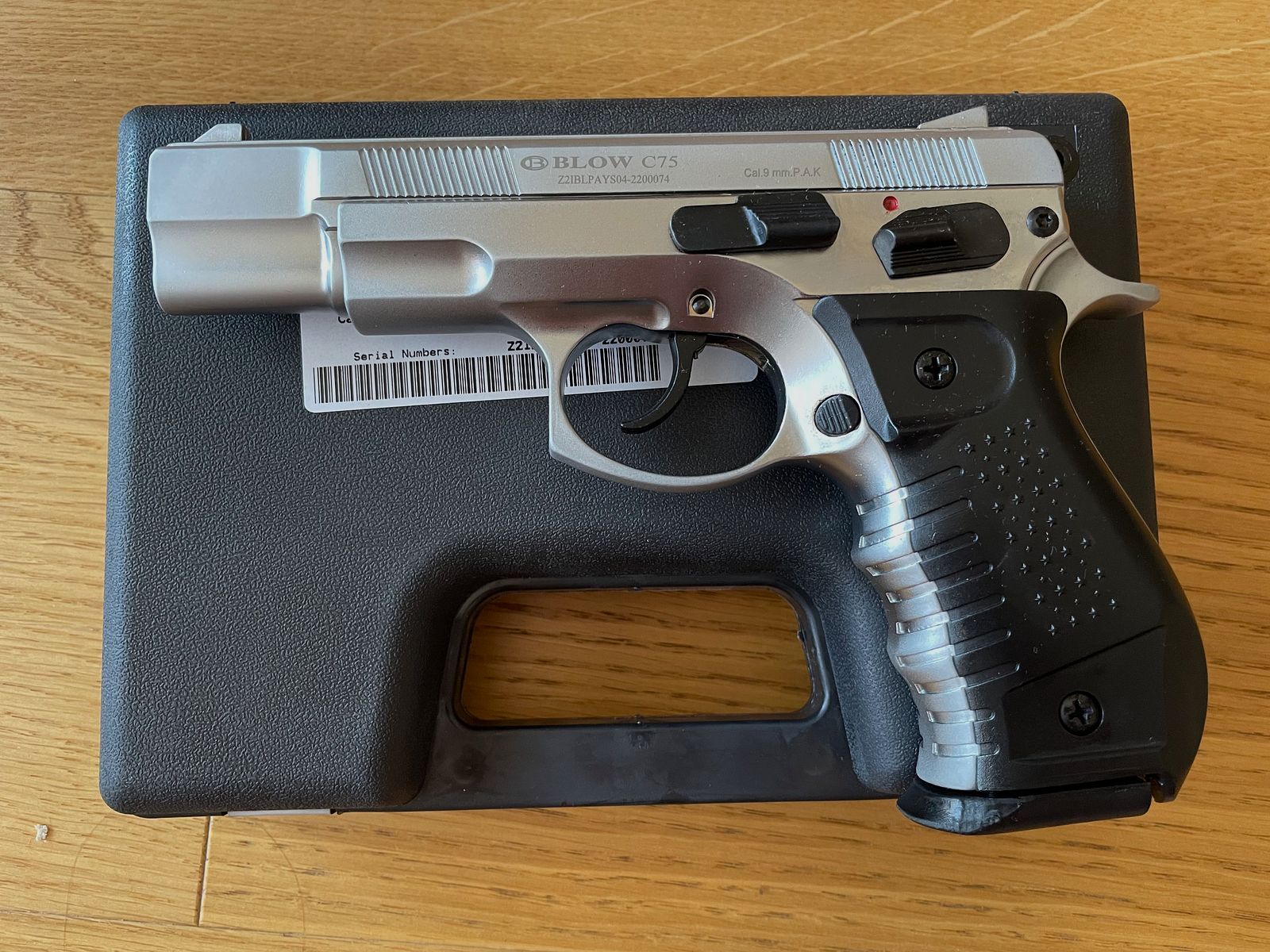 BLOW C75 Chrome Mat 9mm P.A.K. Pistolet d'alarme CZ75 Réplique