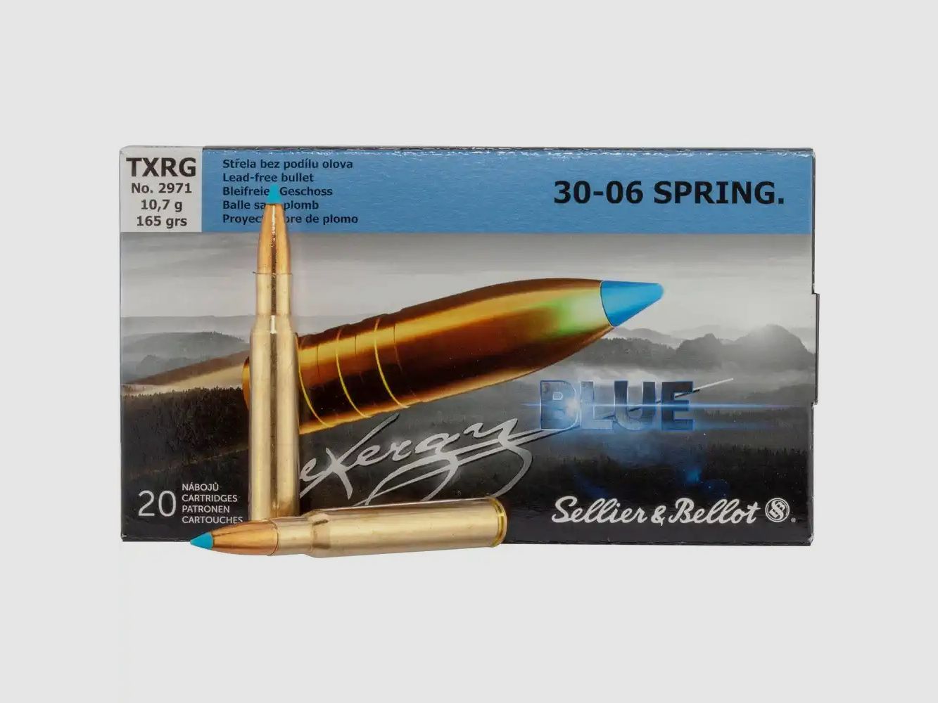 Cartuccia da fucile S&B cal. .30-06 tipped eXergy blue 10,7g/165grs.