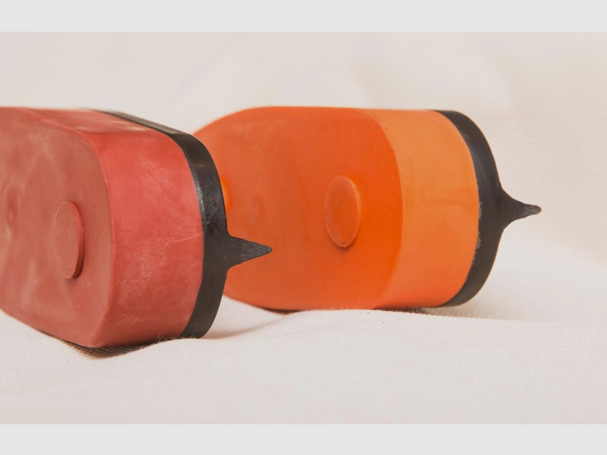 S.W. Silver butt cap London red with drop nose - the original - classic rubber recoil pad, Safari rubber butt cap No. 4