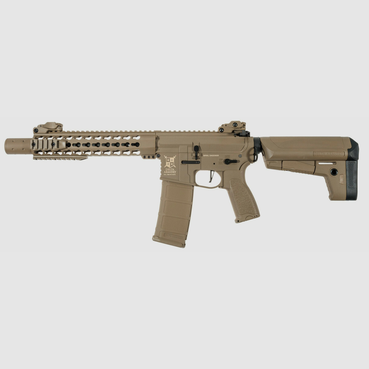 AR15 KeyMod 10 Zoll PREDATOR CHARLIE TAN S-AEG Softair Gewehr Frei ab 18 Jahren | Delta Armory