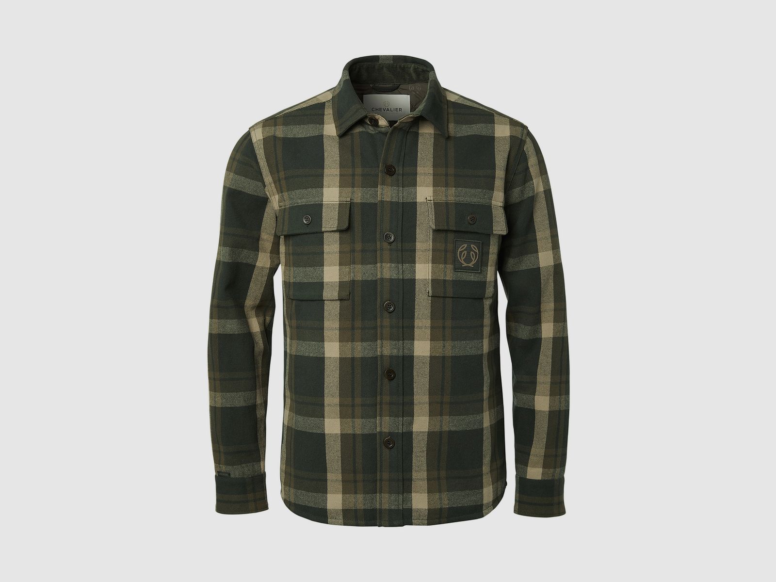 Chevalier Axt-Overshirt Hemd Herren, M, Green Checked