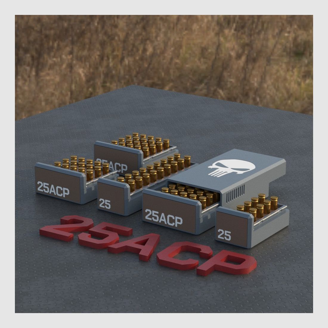 Filamelt Munitionsbox / Ammo Box .25 ACP – Patronenbox für 50 Schuss, Made in Germany