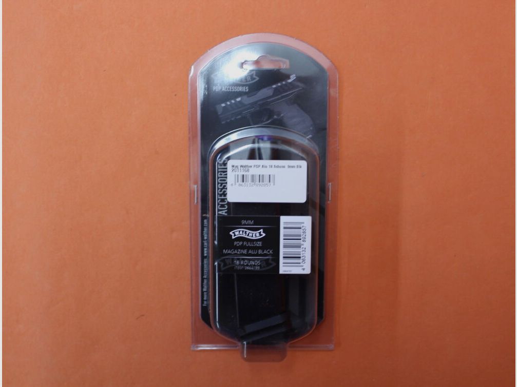 Walther Walther PDP Full Size: Magazin Walther 18-Schuss Stahl brüniert 9mmLuger m. Alu Boden