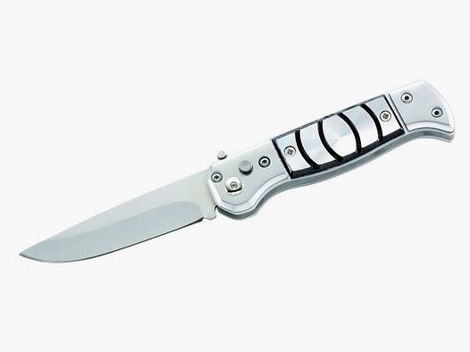 pequeño cuchillo de resorte con seguridad, escalas de aluminio