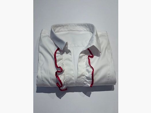 Blouse à manches longues Wallmann avec volants en blanc/rouge