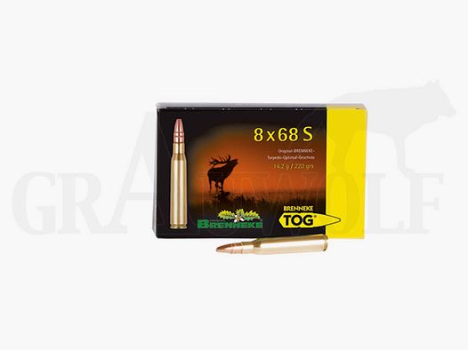 8x68 S 220 gr / 14.2 g Brenneke TOG cartridges 20 pieces