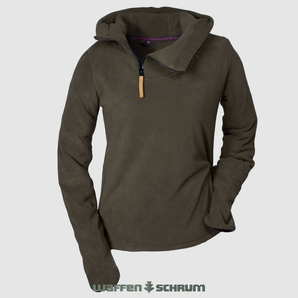 Hubertus Damen Fleece Hoodie  oliv/braun