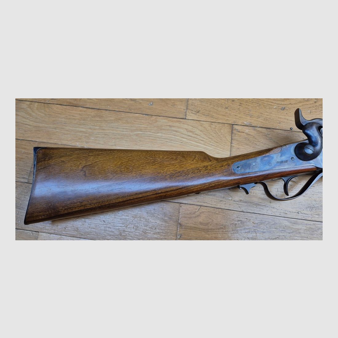 Sehr schöne Sharps Kavallerie Büchse Modell 1863 – Qualitätsfertigung IAB Marcheno – Schwarzpulverwaffe – Kal.54 – Waffe von 1977 – Seltene Replik und in ausgezeichnetem Zustand – TBE++, Bild 3 von 34
