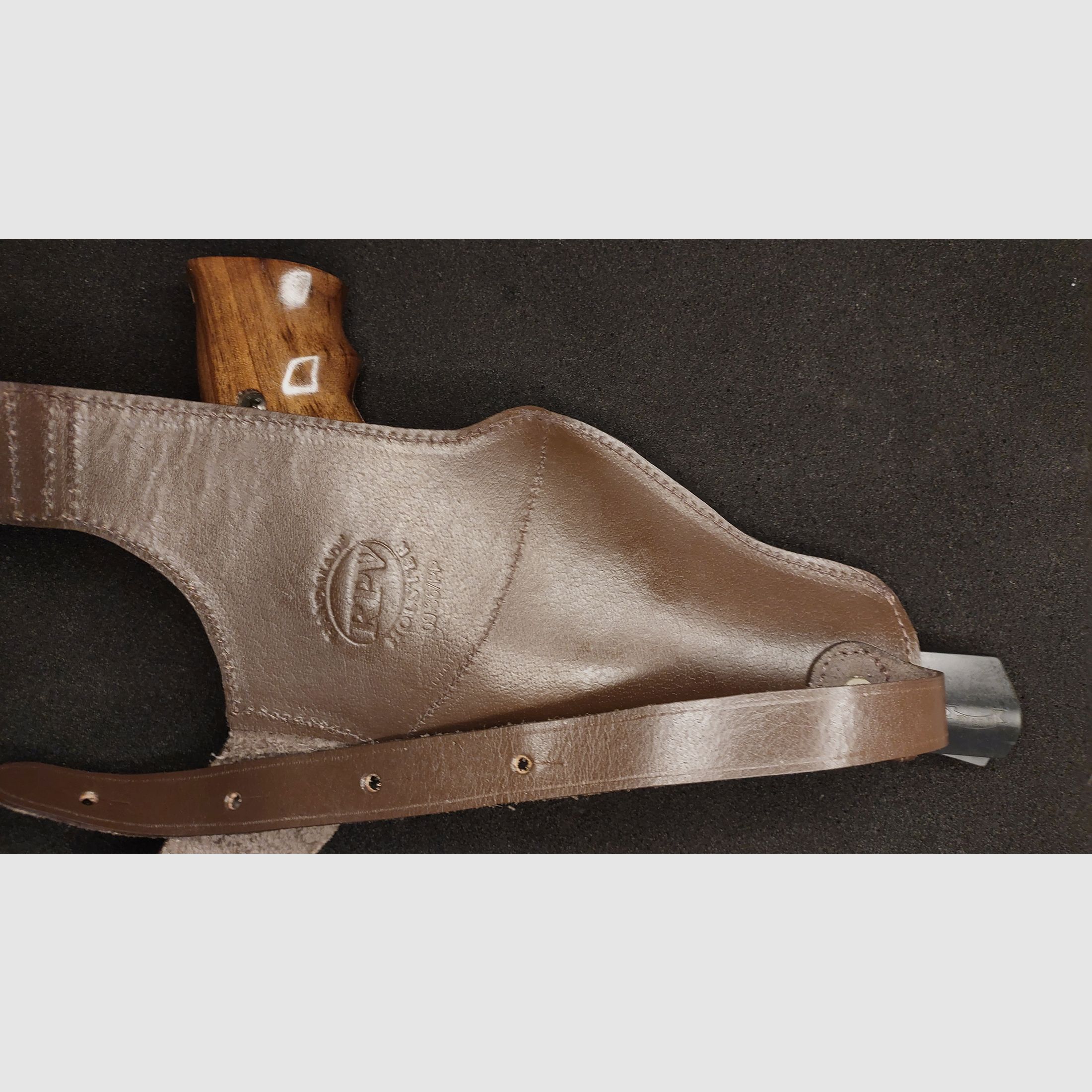 IWG Madlock revólver de detonación, cal. 9 mm R Knall (.380 Knall), PTB 721, "Hecho en Alemania" con funda de hombro de cuero