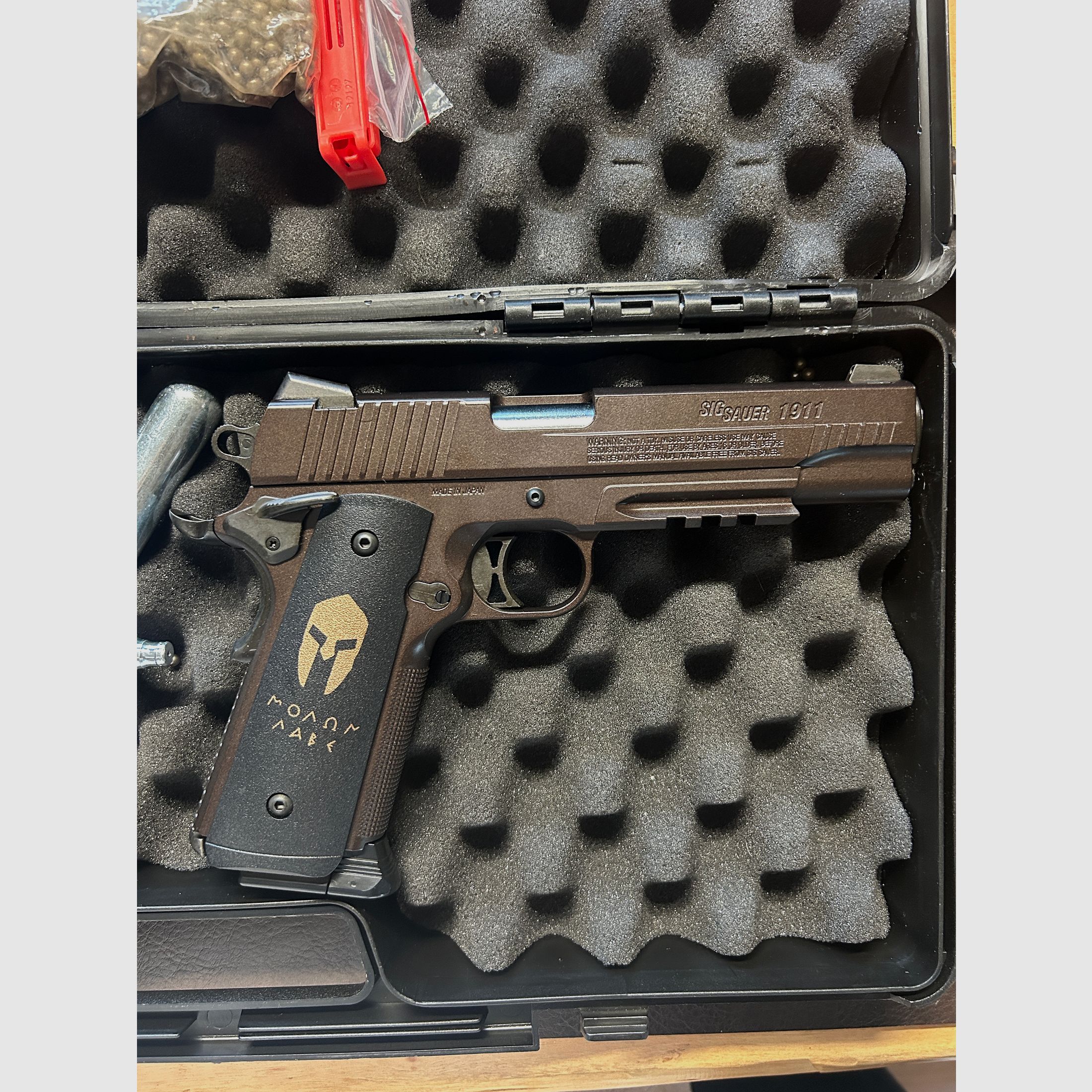 Sig Sauer 1911 Spartan CO2 Pistole Vollmetall Blowback 4,5 mm im Set