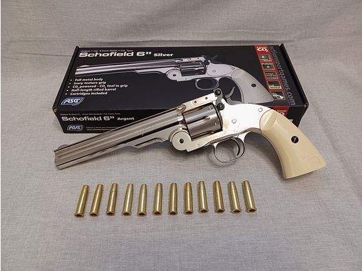 Schofield 6" - chrom / 4,5 mm Diabolo / CO2 / Revolver / OVP (138)
