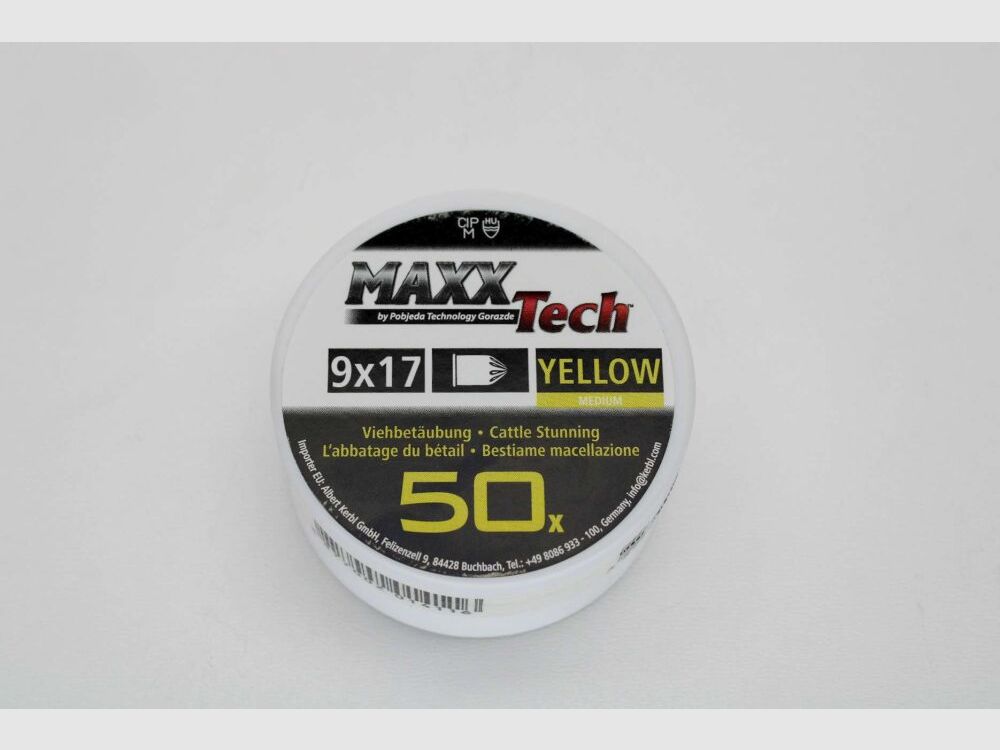 Maxxtech 9x17 GELB oder ROT Kartuschen für Viehbetäubung 50 Schuß, Bild 1 von 2