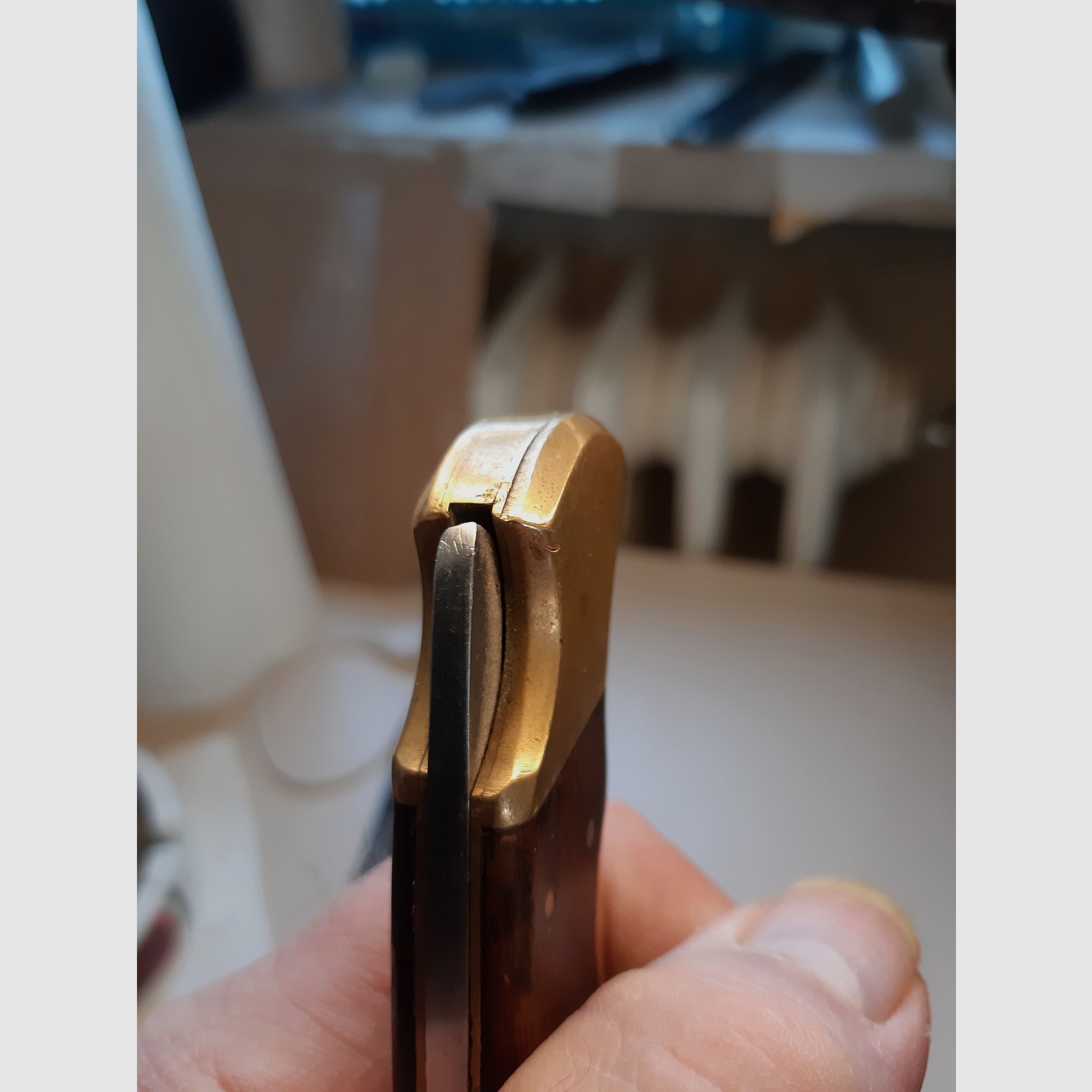 40 ans jeune Herberts JAGDMESSER couteau pliant - CJH 207713 Mécanique TOP + 1, affûtage 4-, Optique (sale)