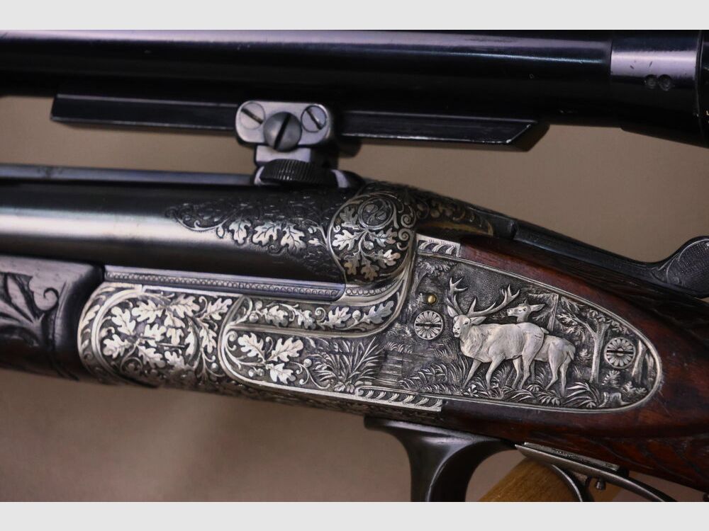 Zehner FFM Doppelbüchse // Exklusiv // Ejektor! // Tolle Gravur und Schaftholz !!