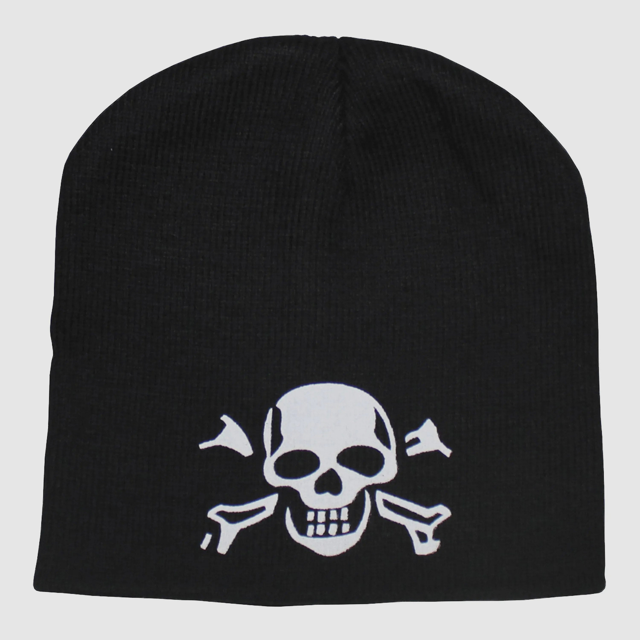Unbekannt Strickmütze Beanie mit Totenkopf schwarz