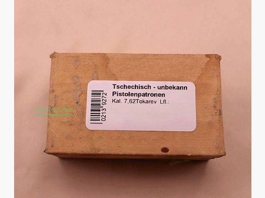 Tchèque - cartouches de pistolet inconnues 7,62 Tokarev