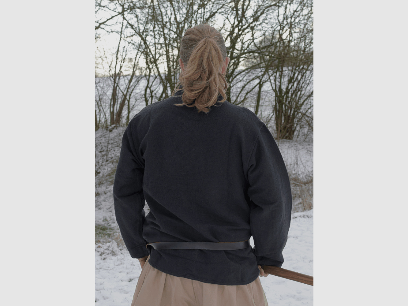 Heavy medieval shirt, laced, handwoven black