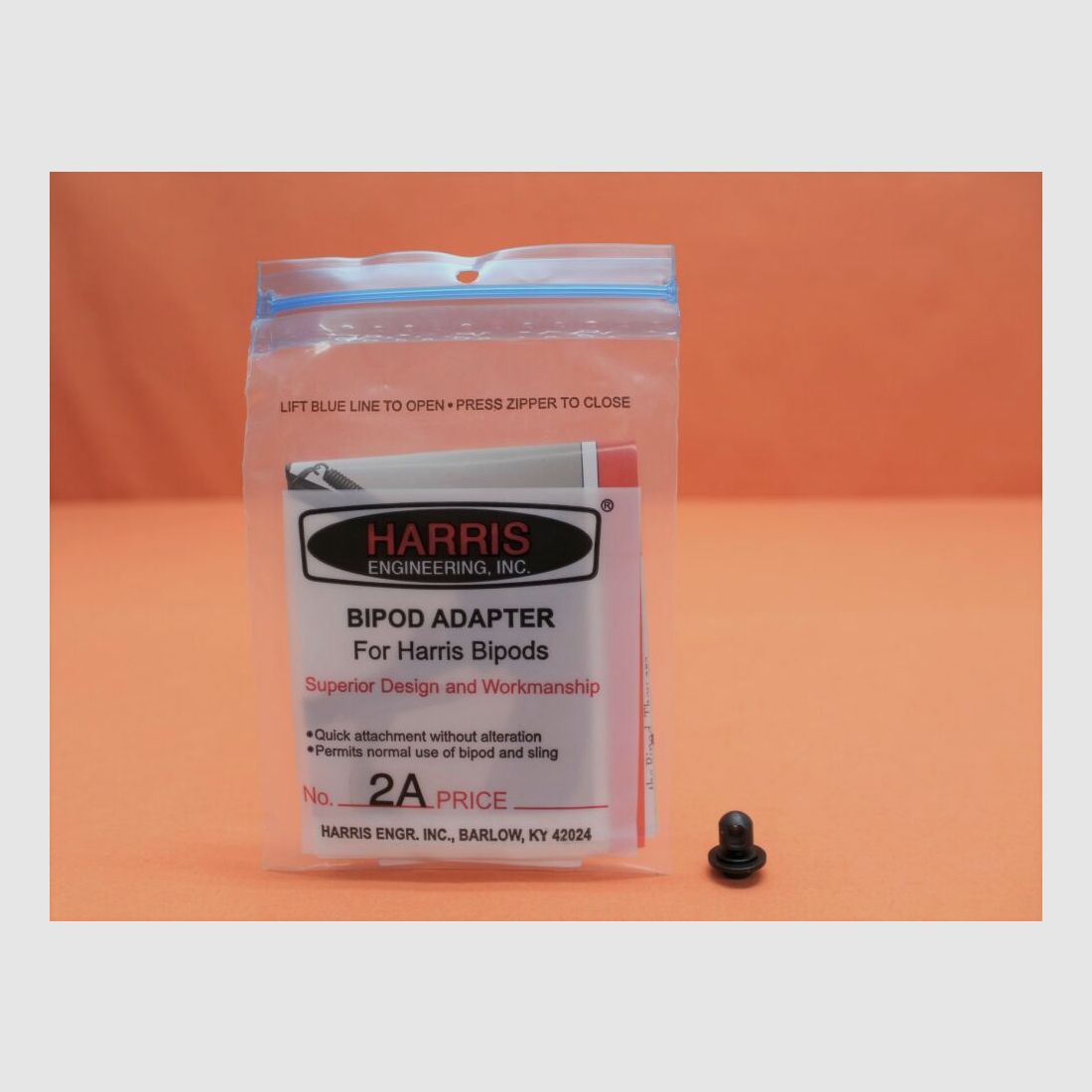 Adapter Harris Harris nr 2A: Otwór na pasek z gwintem maszynowym M5 9mm, okrągła podkładka, np. do dwójnogów Harris, zdjęcie 1 z 4