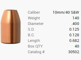 Barnes Bullet 10mm/.40 S&W/.400 140GR M/LE Tac-XP Pistol FB 40 pieces