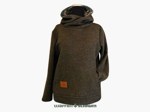 Loden hooded pullover bark