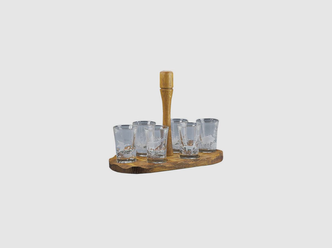 Set da liquore con vassoio in rovere