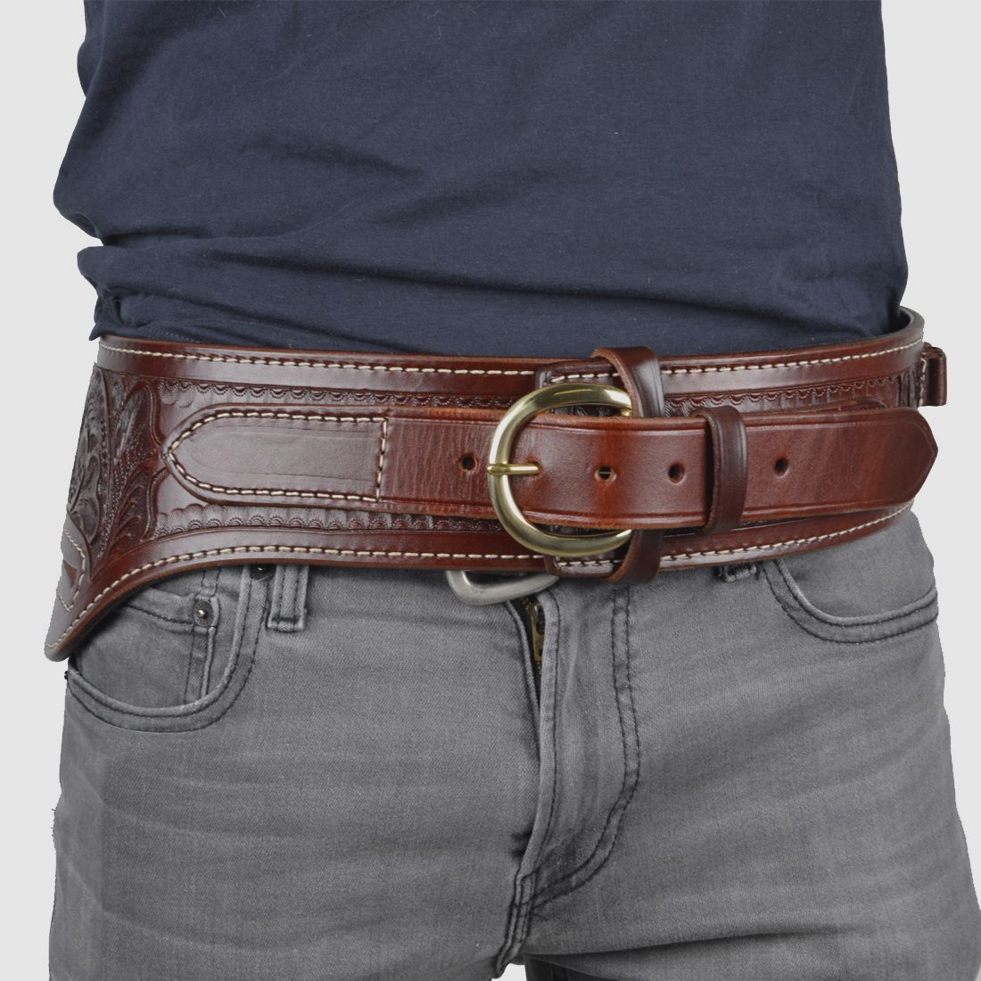 Custom Belt Buscadero Med .44/.45 brown RH