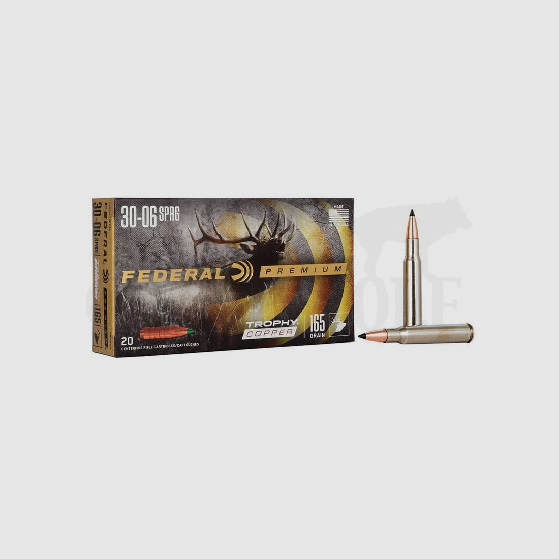 .30-06 Springfield 165 gr / 10,7 g Federal Trophy Copper Bleifrei Patronen 20 Stück