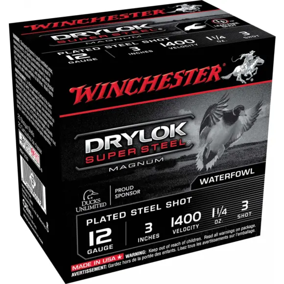 Cartouche Winchester Drylock Acier Nickelé Calibre 12/76
