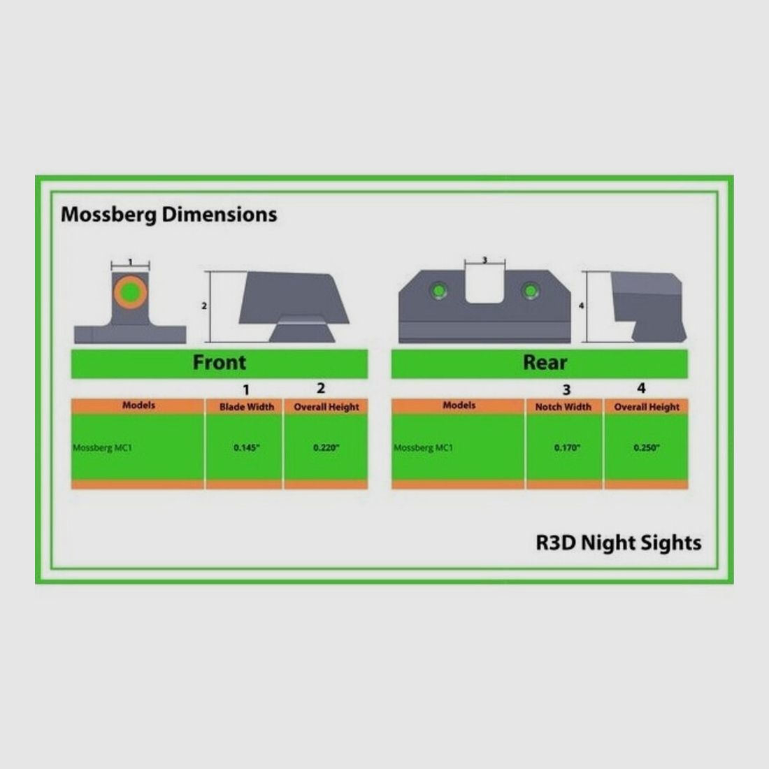 XS Sights N-Visore R3D Verde Pistola Mossberg