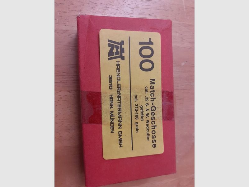 100 H&N .32S&amp;W (.313Dia.) - 100 - WC - Gefettet.