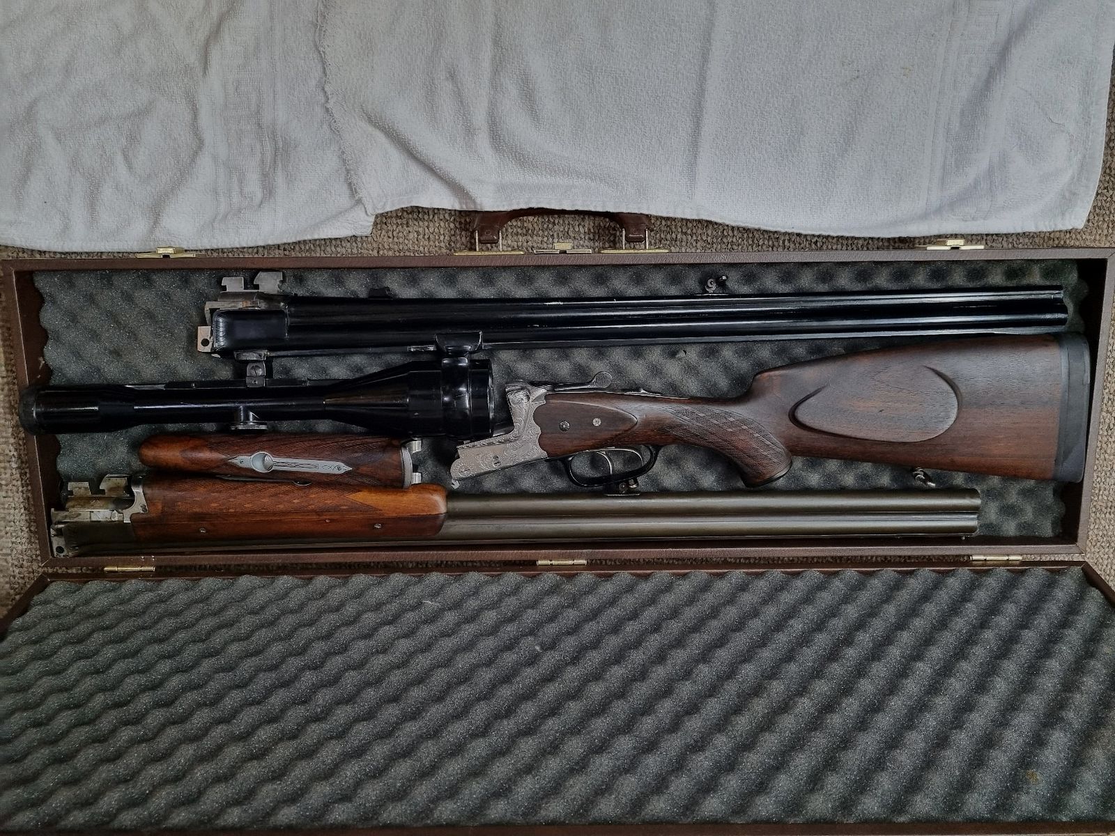 Kombination: Bockbüchsflinte Heym 7x65R, 16/70, ZF 8x56Abs 1, mit Wechsellauf Bockdoppelfinte 16/70, 