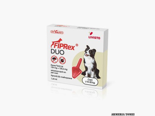 LIVISTO – FIPREX DUO M 134 mg + 120,6 mg soluzione spot-on per cani 10-20 kg