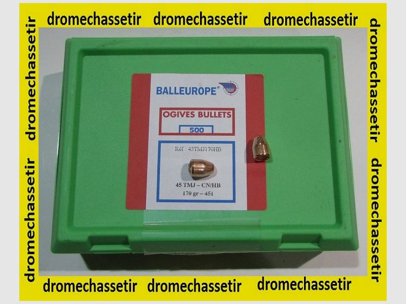 Los 500 Geschosse Balleurope, Kaliber 45 ACP (0.451), Geschoss Diabolos 170 grains TMJ CN/HB