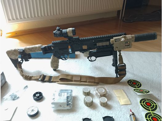 ¡Actualización Mega Set! T4e HDR50 Kit de Rifle Táctico Rot Grün Punkt Tracer Balas RAM Marcador de Paintball Cal .50 lámpara láser cápsulas de CO2 culata de carabina bolas de pimienta lanzador de pimienta bipode