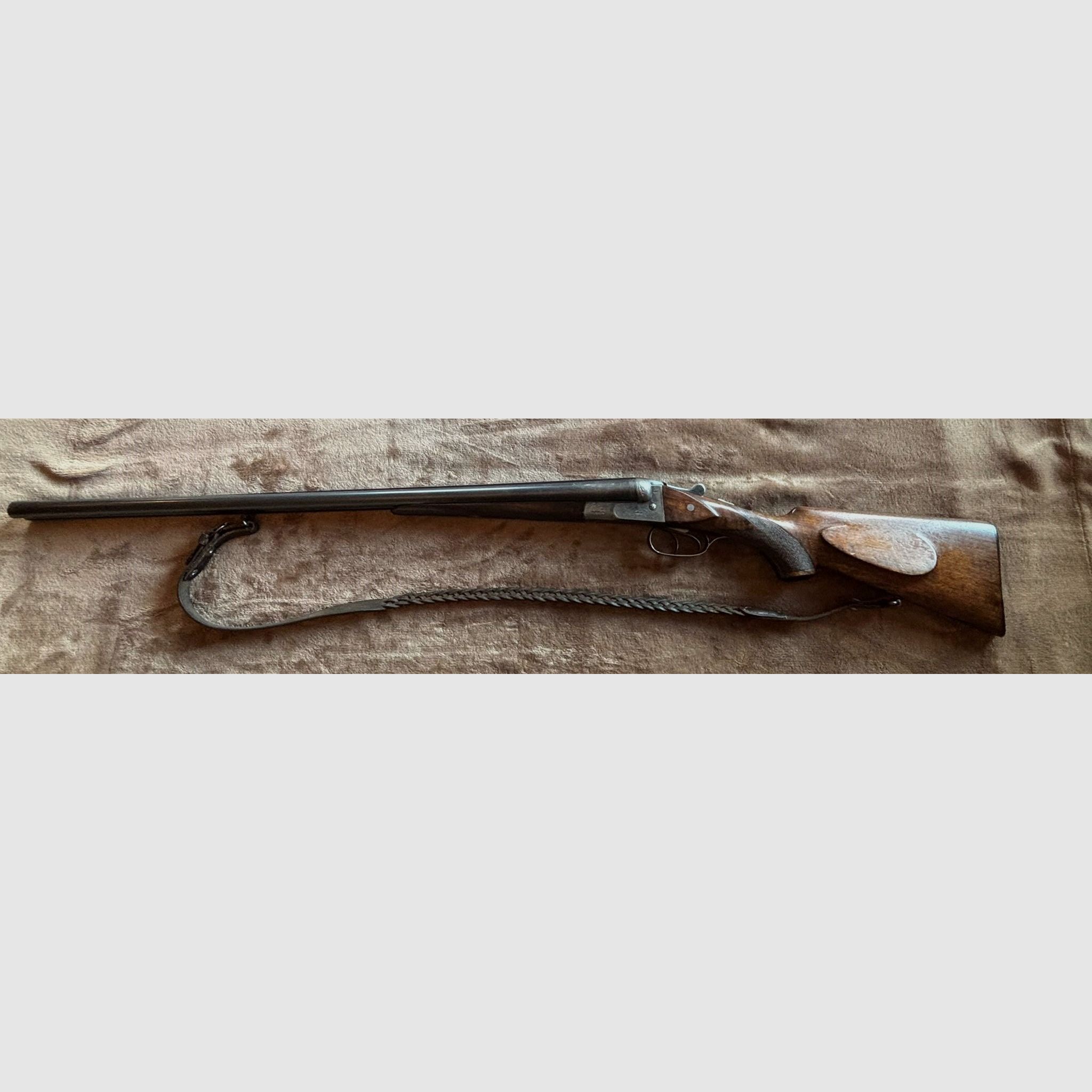 Doppelflinte Sauer&Sohn Suhl Kal. 16/70 mit schönen Ledergewehrriemen 